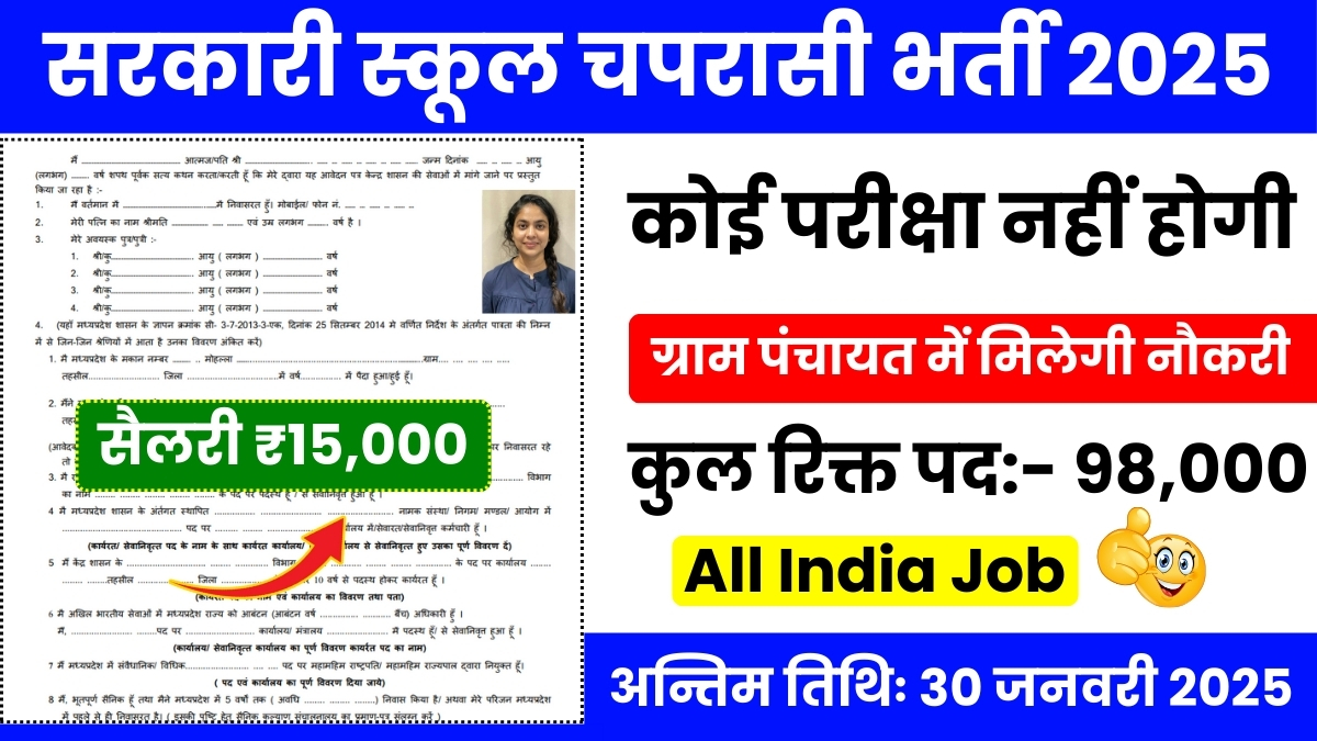 Peon Vacancy New 2025: आ गई सरकारी स्कूल चपरासी भर्ती बेरोजगार लोगों की हो गई बल्ले बल्ले