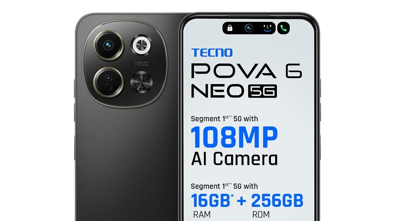 Tecno Pova 6 Neo 5G New SmartPhone 108MP कैमरा, 5000mAh बैटरी और ढेरों AI फीचर्स के साथ